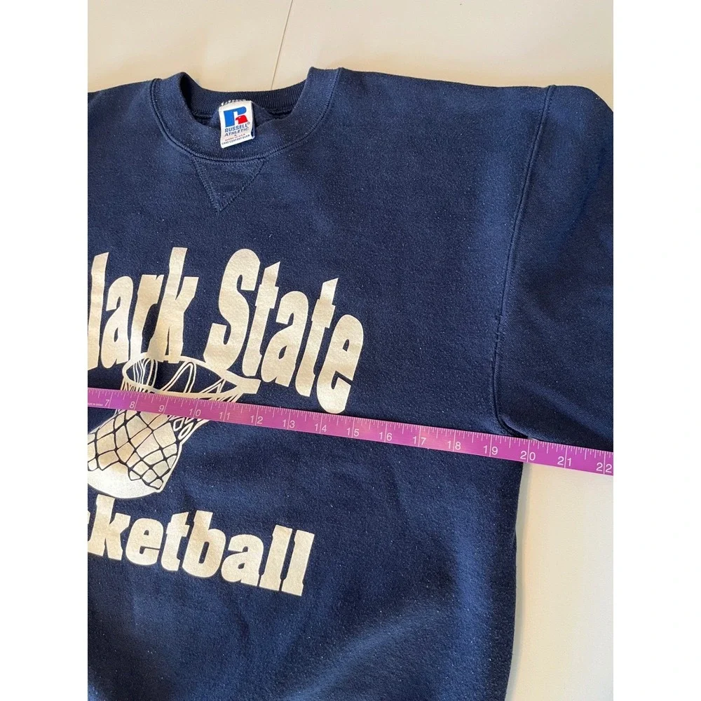 VTG USA Made Clark State Basketball Sweatshirt‎ Navy Blue Size L (fits M) Rare